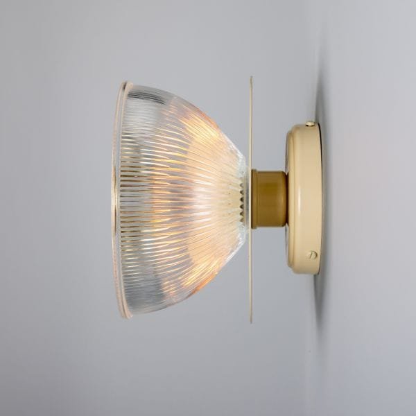 Eclipse Coloured Brass and Holophane Glass Dish Wall Light - Image 6